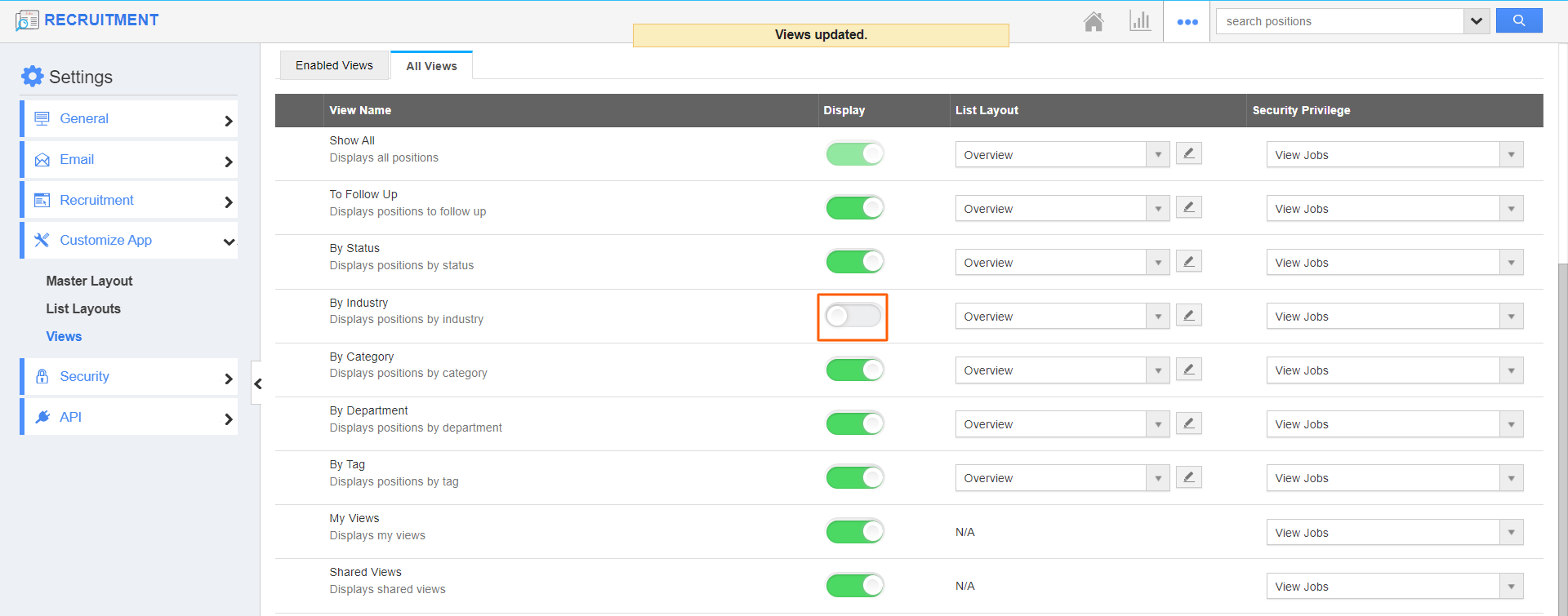 Recruitment - By Industry disabled